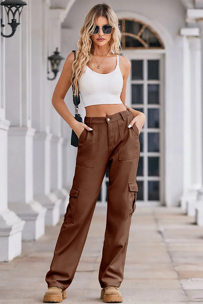 Lente Was Denim Trekkoord Cargo Broek