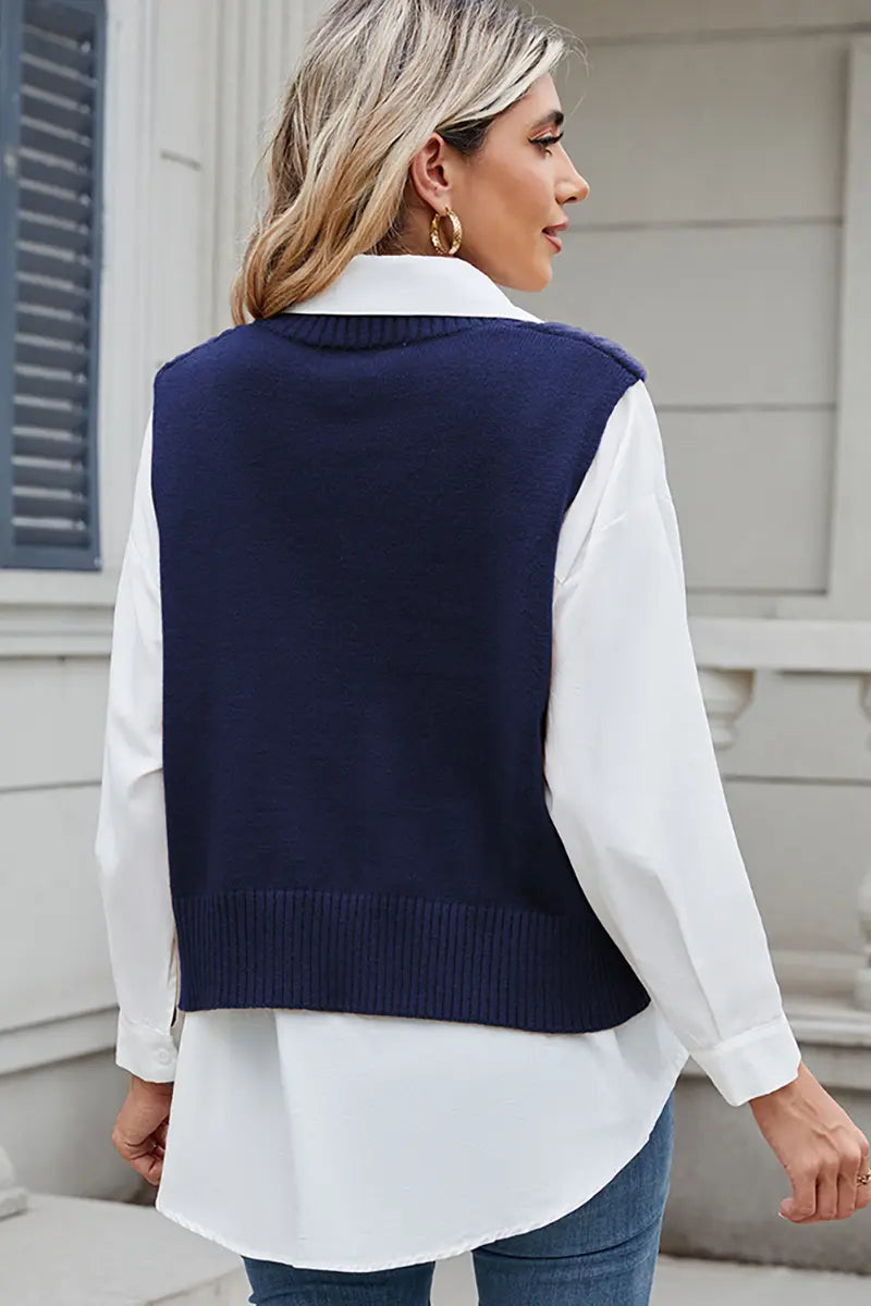 V-hals loszittend vest trui top