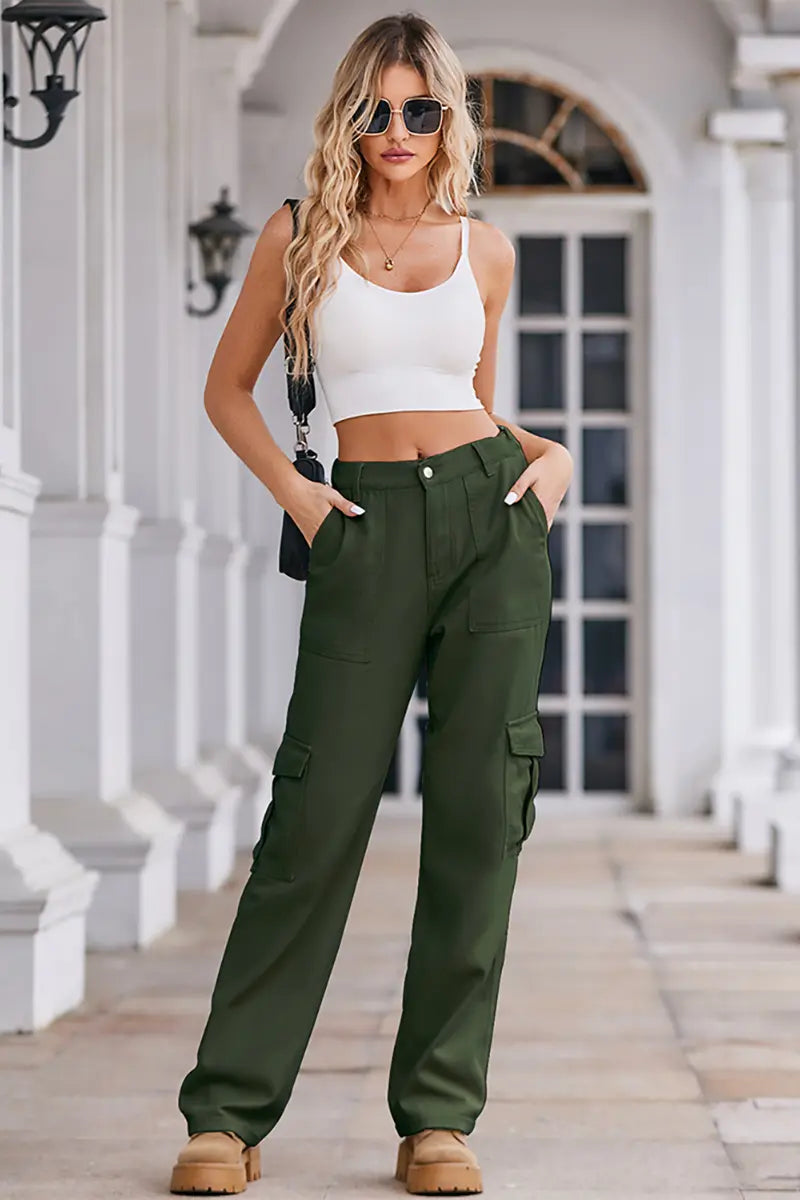 Lente Was Denim Trekkoord Cargo Broek