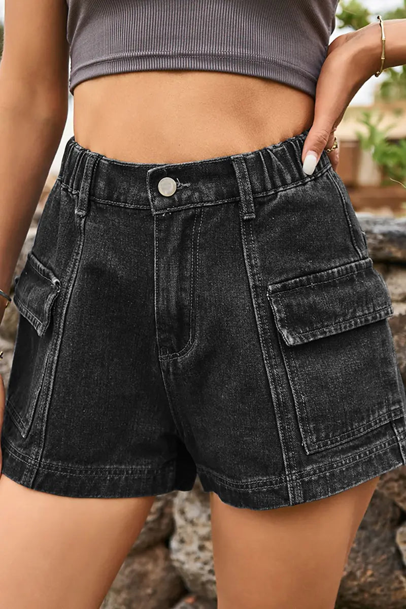 American-Style Denim Cargo Shorts