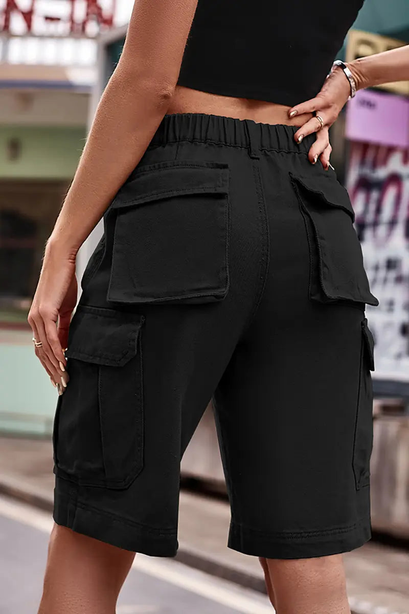 Pantaloni scurți din denim cu talie elastică la modă