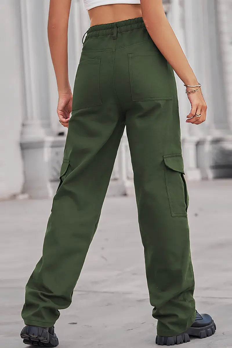 Elastic Waist Utility Denim Pants