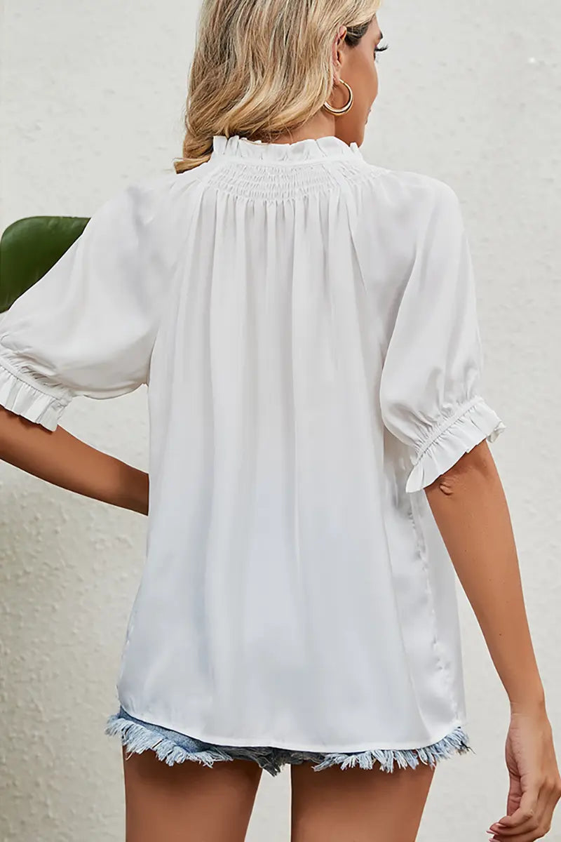 Prinses Mouw Trekkoord Chiffon Top