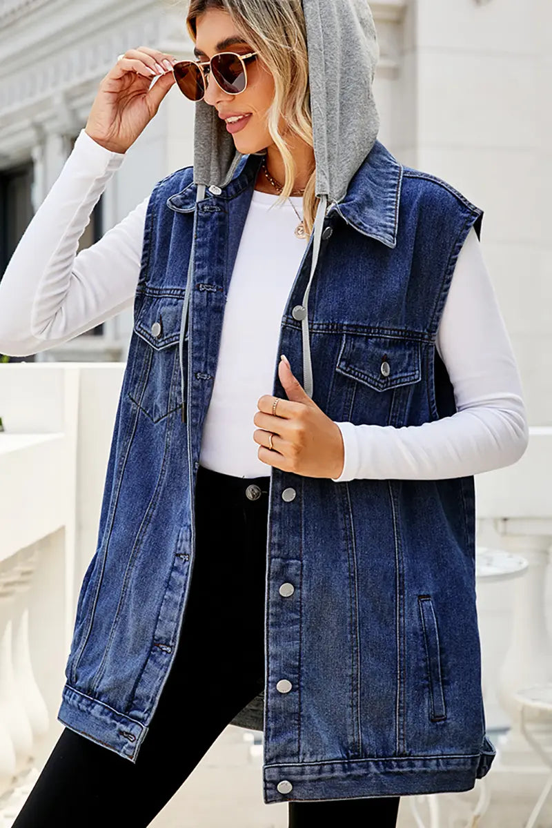 Classic Hooded Denim Vest