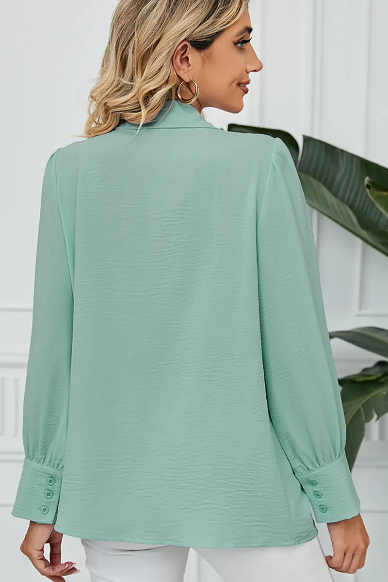 Chiffon Loose-Fit Button-Up Shirt