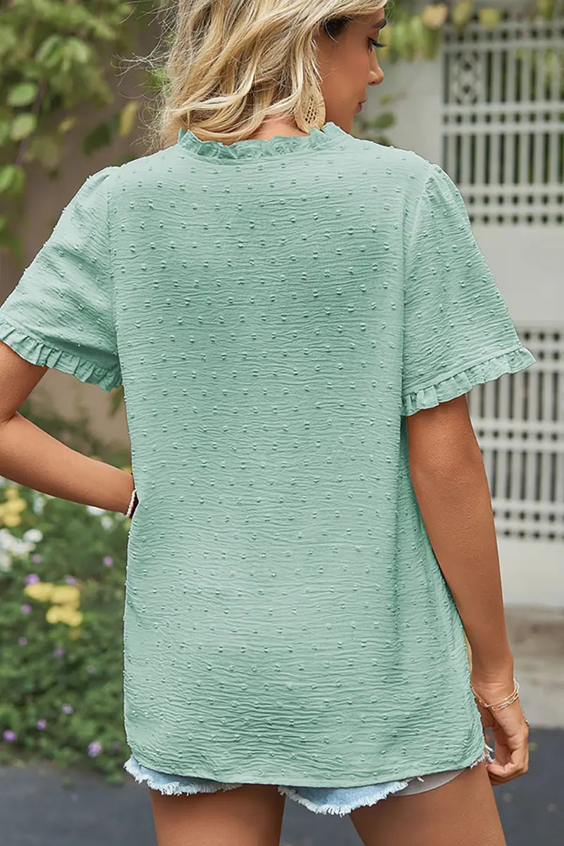 Chic Princess-Sleeve Cutwork Chiffon Blouse