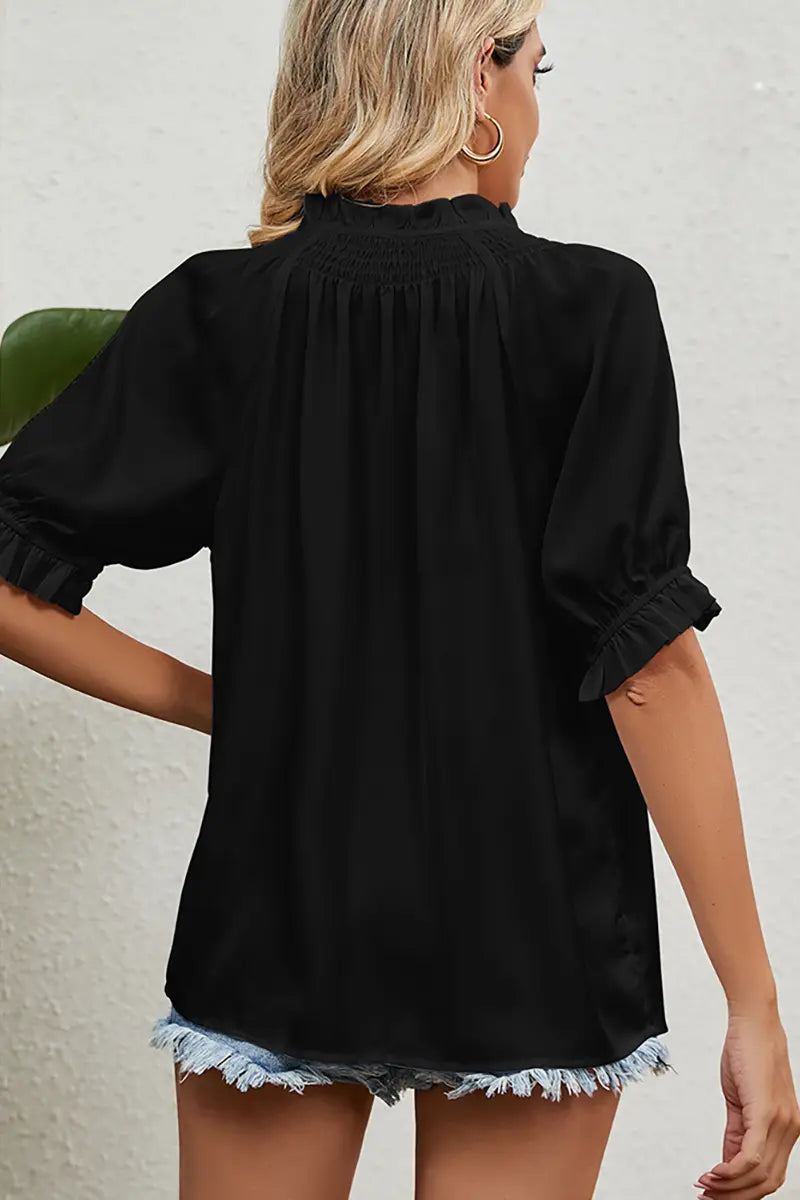 Prinses Mouw Trekkoord Chiffon Top