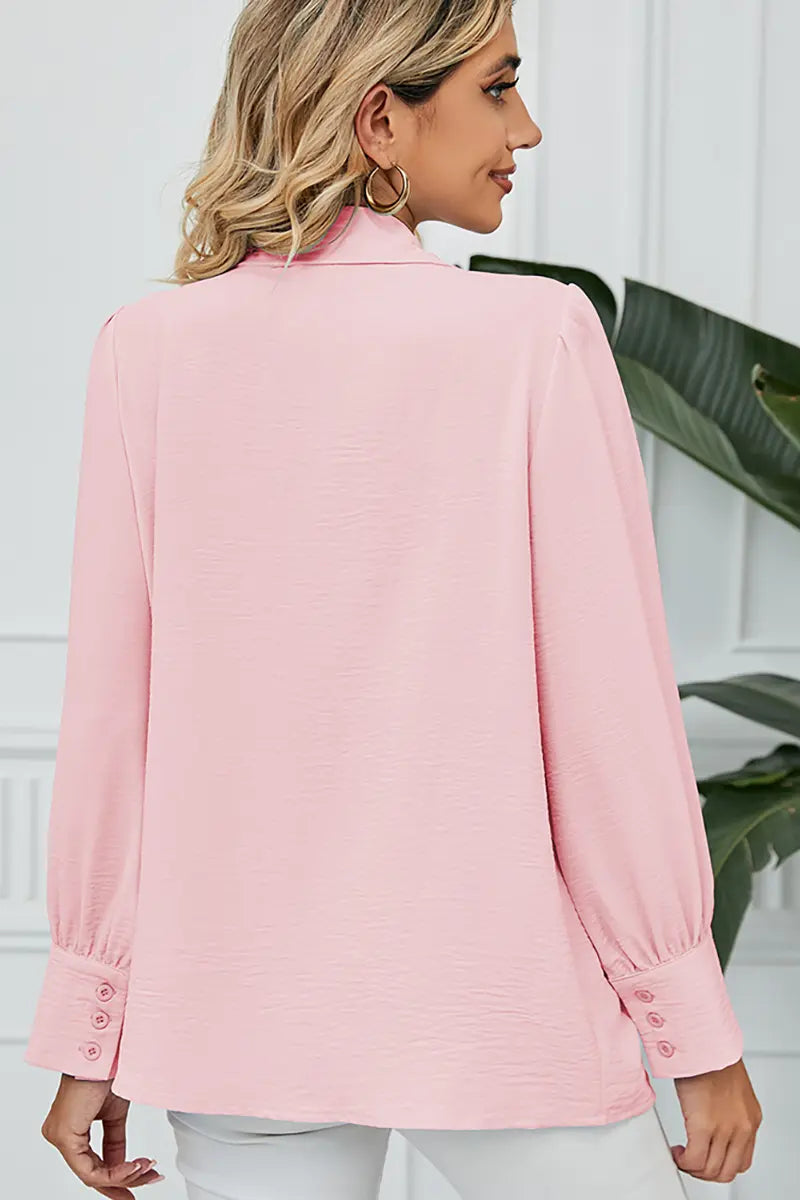 Chiffon Loose-Fit Button-Up Shirt