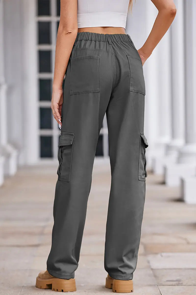 Lente Was Denim Trekkoord Cargo Broek