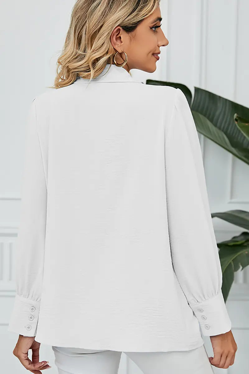 Chiffon Loose-Fit Button-Up Shirt