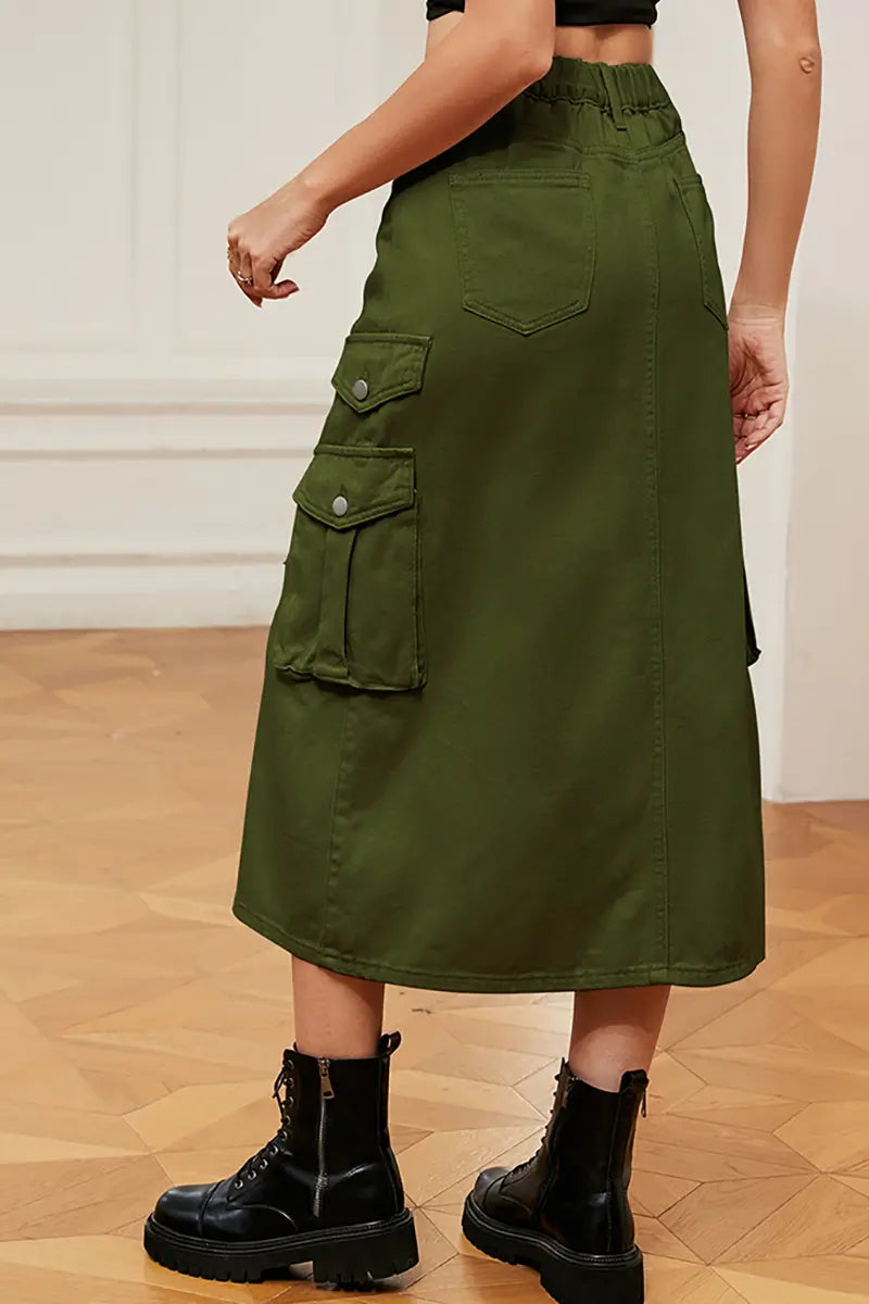 American Style Elastic Waist Denim Skirt