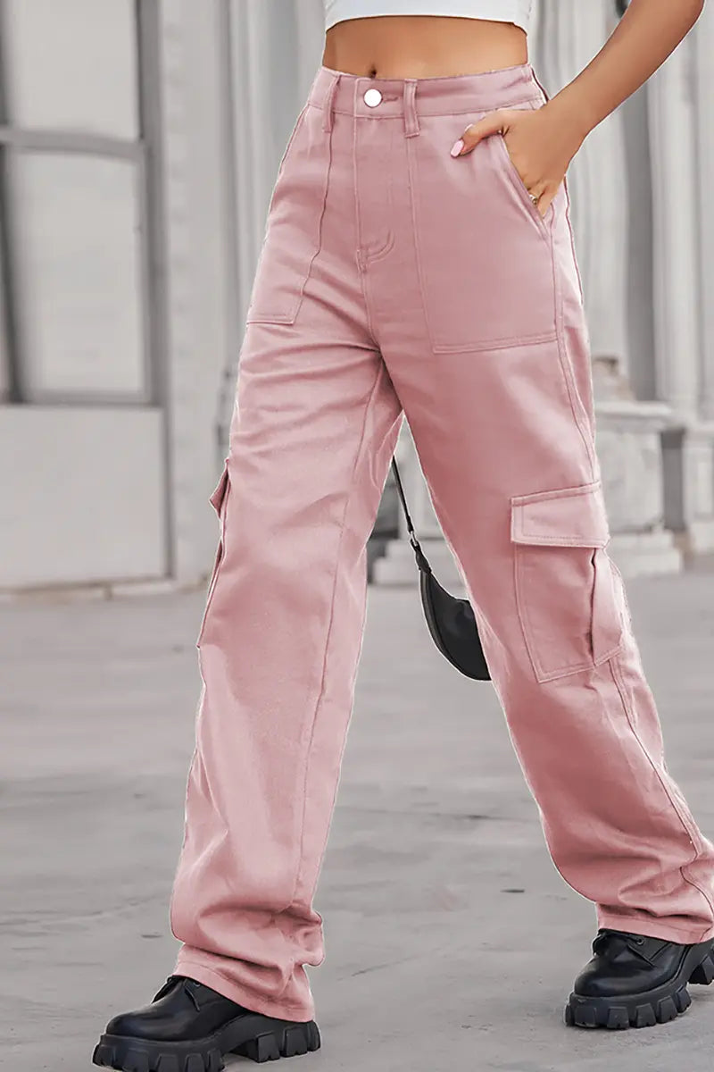 Elastic Waist Utility Denim Pants