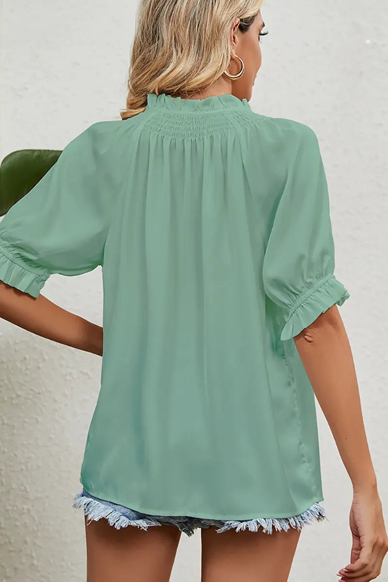 Prinses Mouw Trekkoord Chiffon Top