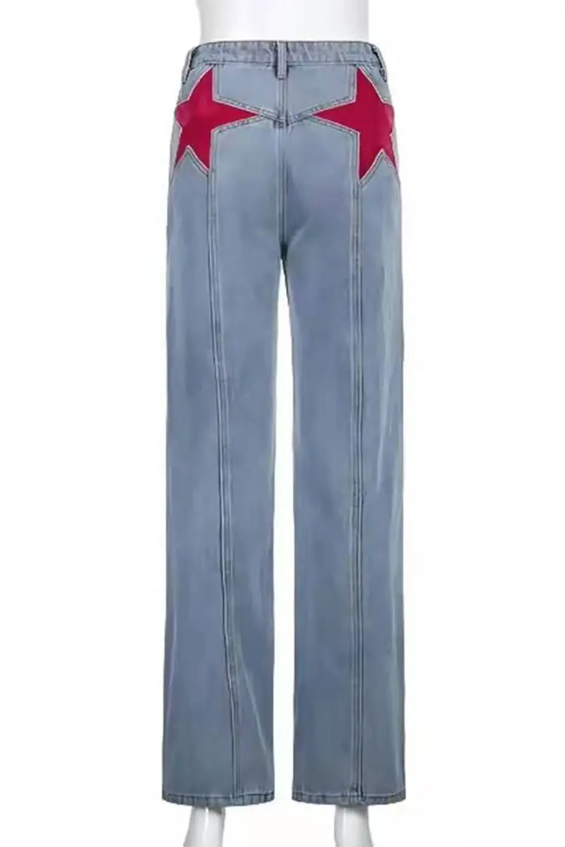 Retro mid-rise uitlopende jeans