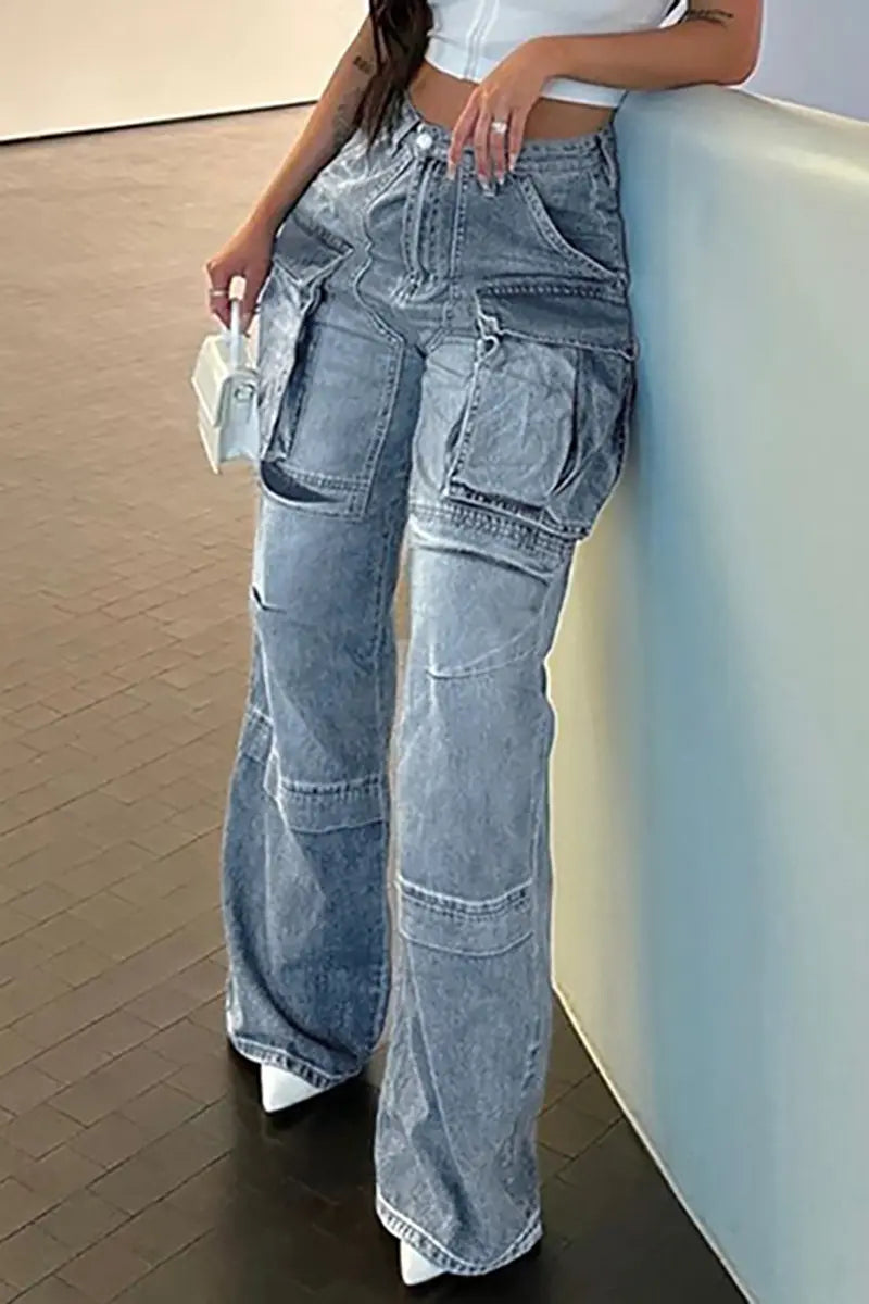 Straatstijl gewassen denim