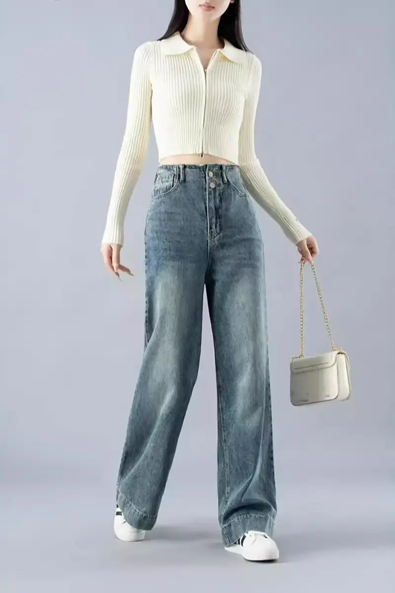 High-Waisted Wide-Legged Denim