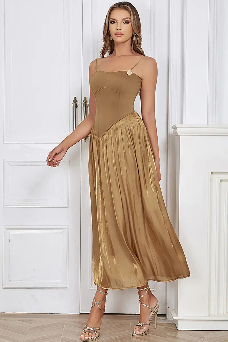 Mouwloze geplooide maxi-jurk