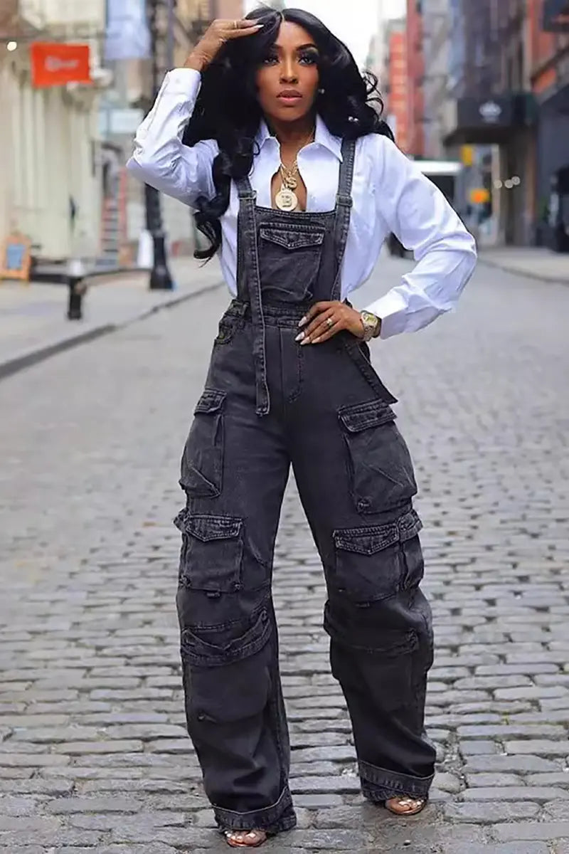 Loose Fit Denim Jumpsuit