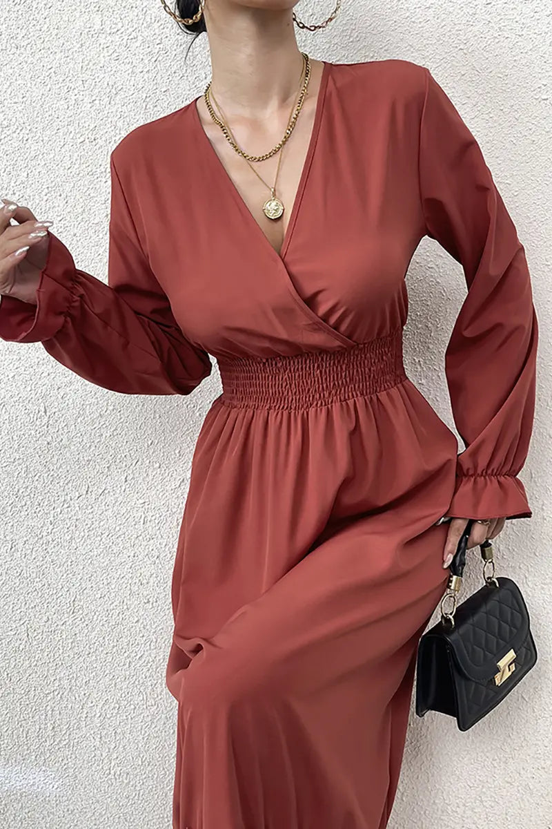 Elegant Vintage Lace V-neck Dress