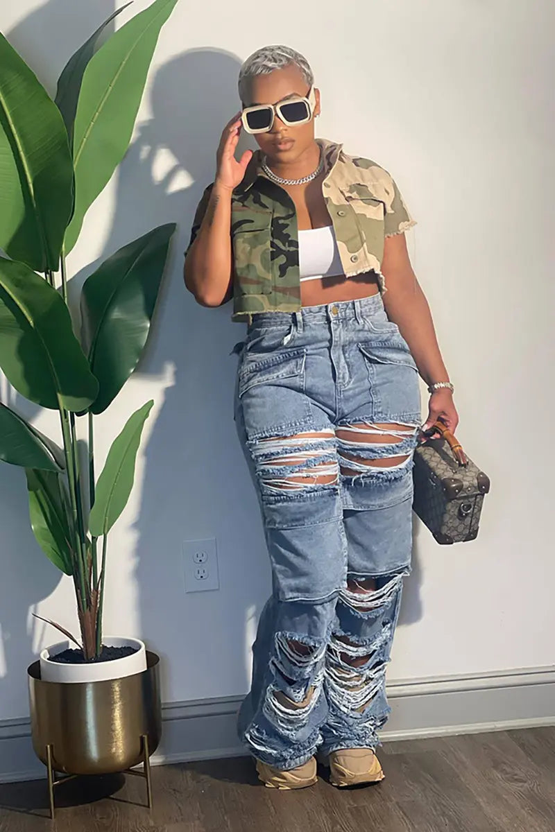 Gescheurde Casual Denim Broek