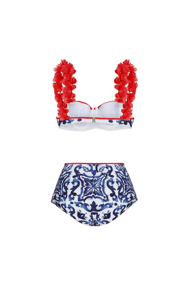 Reversible Contrast Bikini with Appliqué