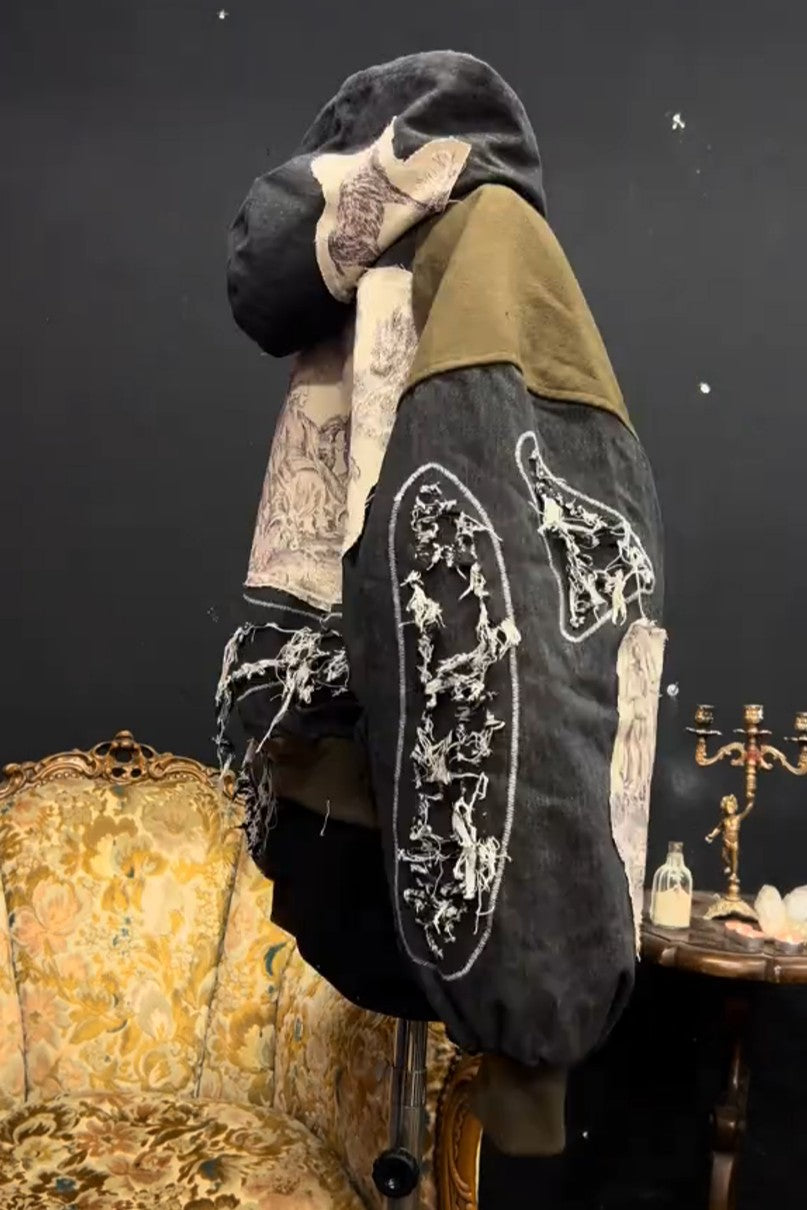 Artistic Collage Hooded Coat