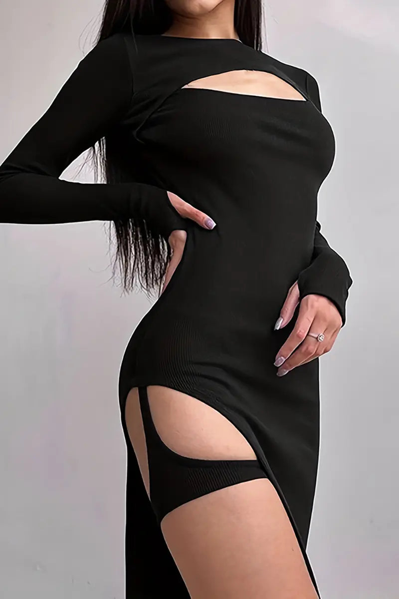 Sexy strapless bodyconjurk met lange mouwen