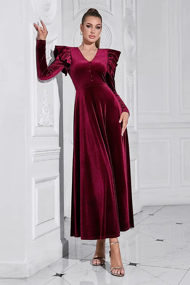 Elegant V-Neck Maxi Dress