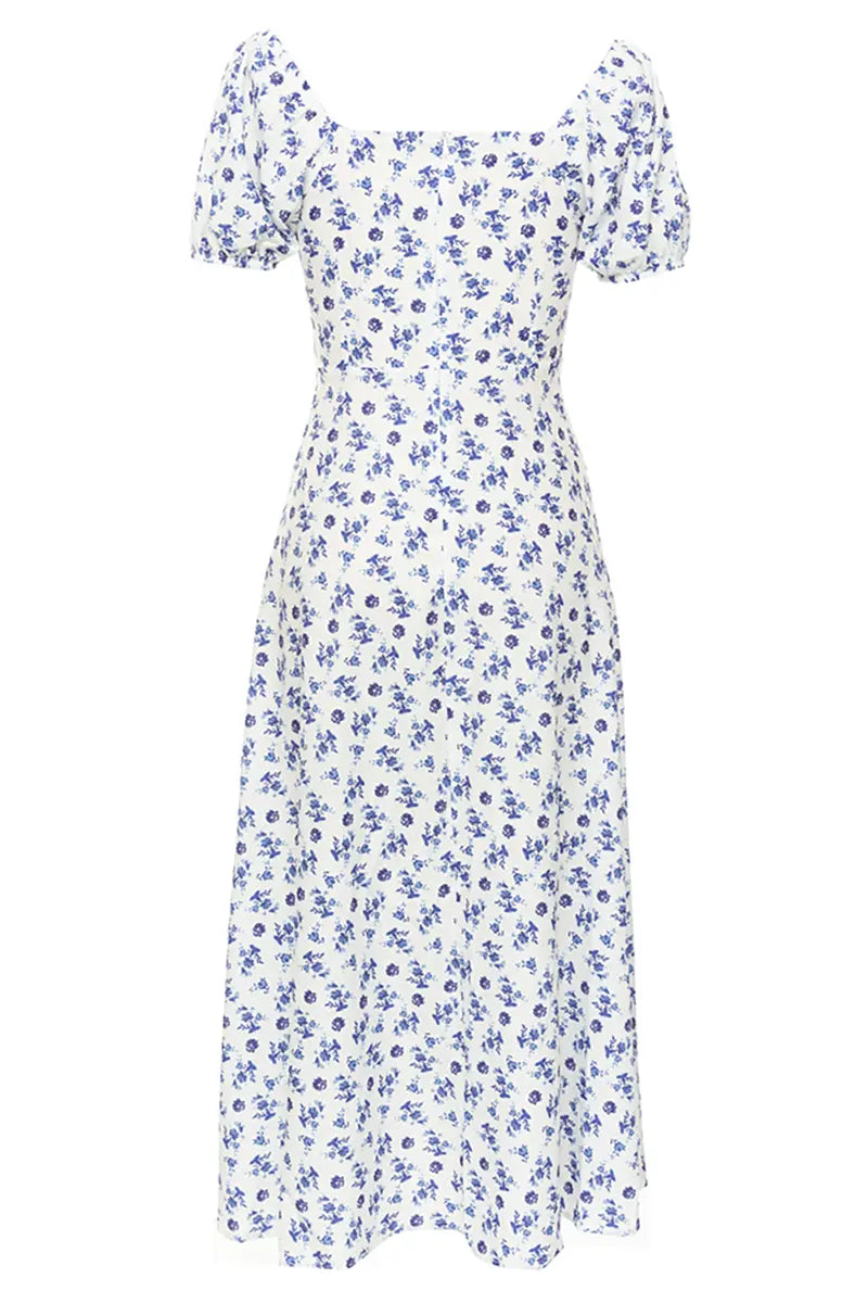 Floral Off-Shoulder Slit Dress