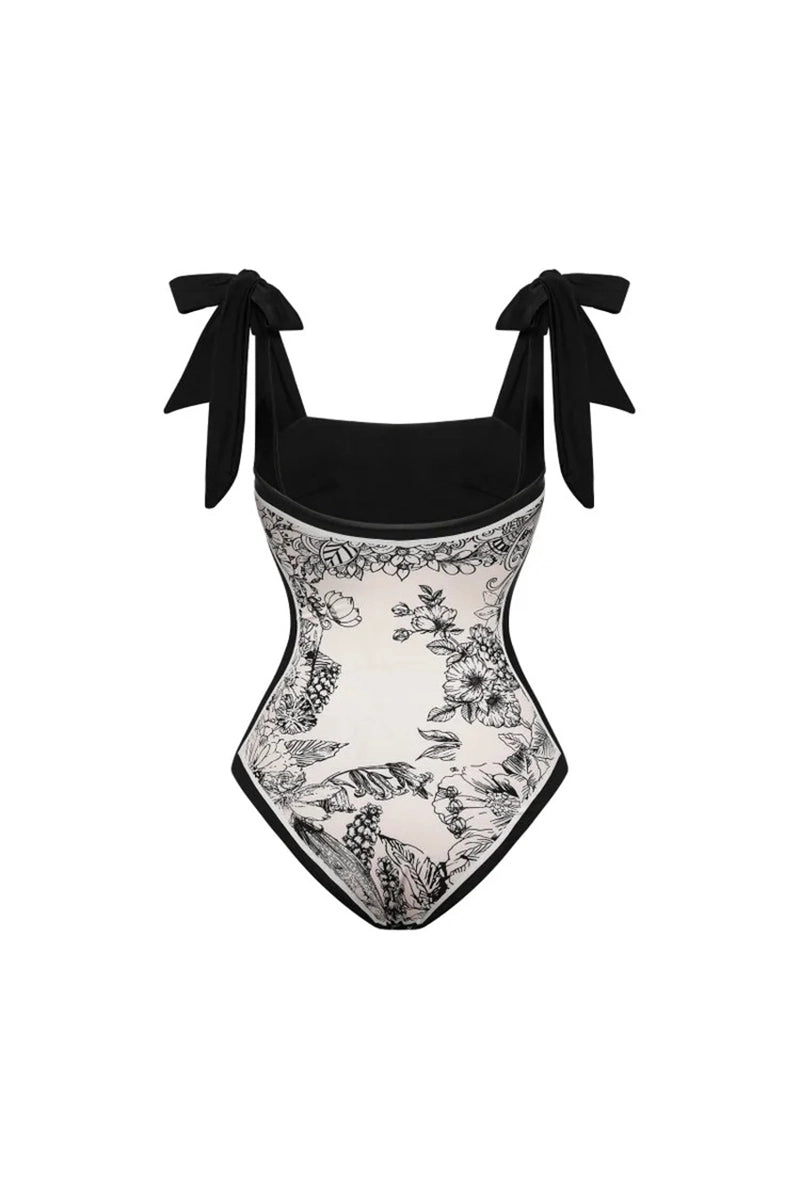 Omkeerbare vintage print eendelig badpak