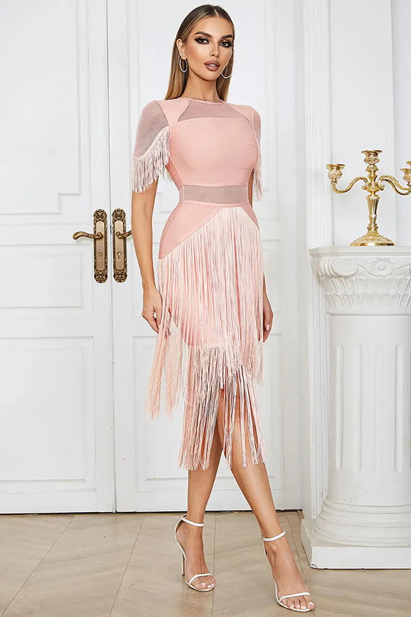 Mesh Franjes Bandage Jurk