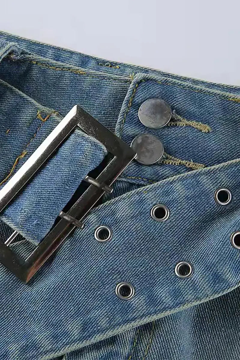 Korte denim rok broek