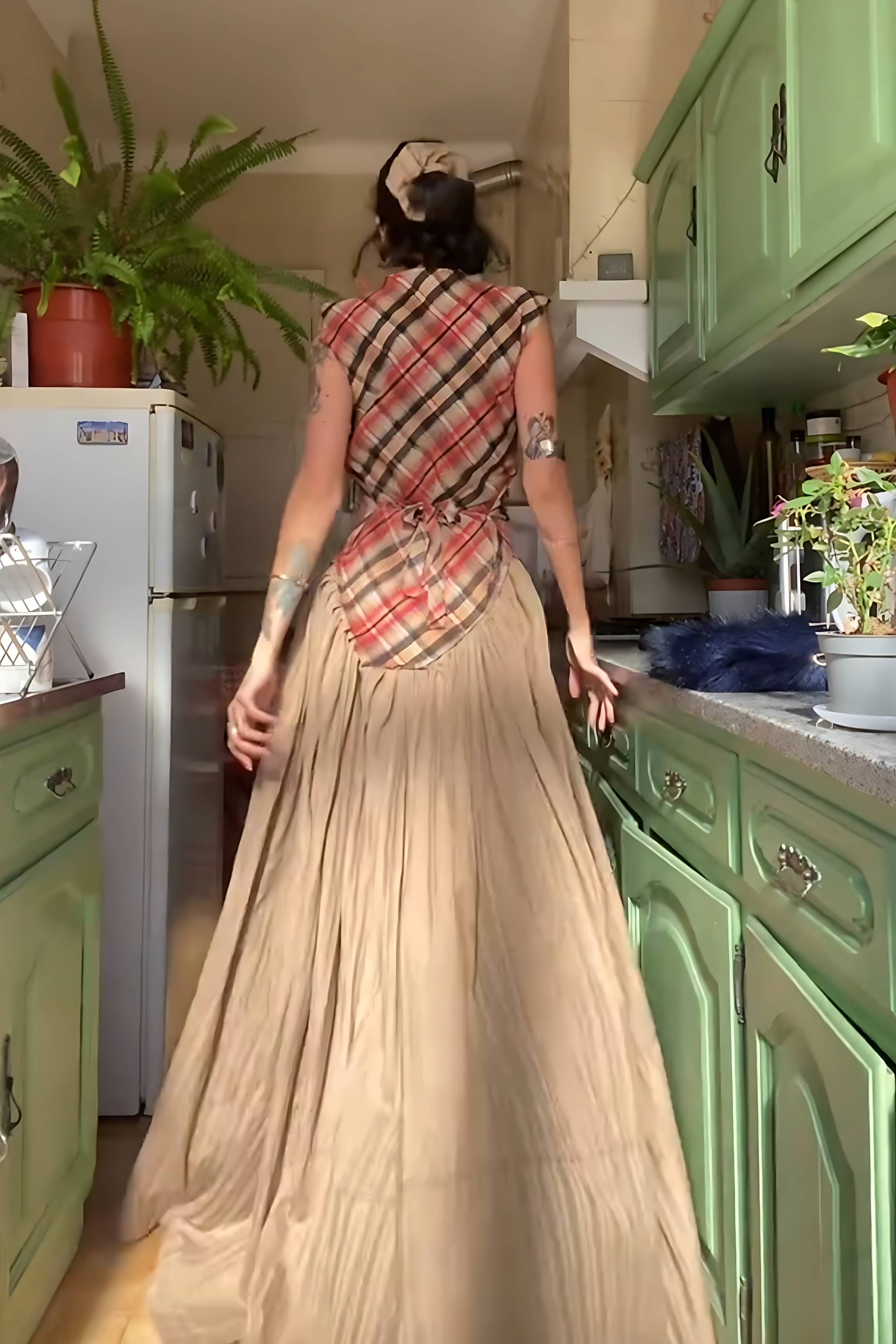 Vintage Plaid Maxi Dress