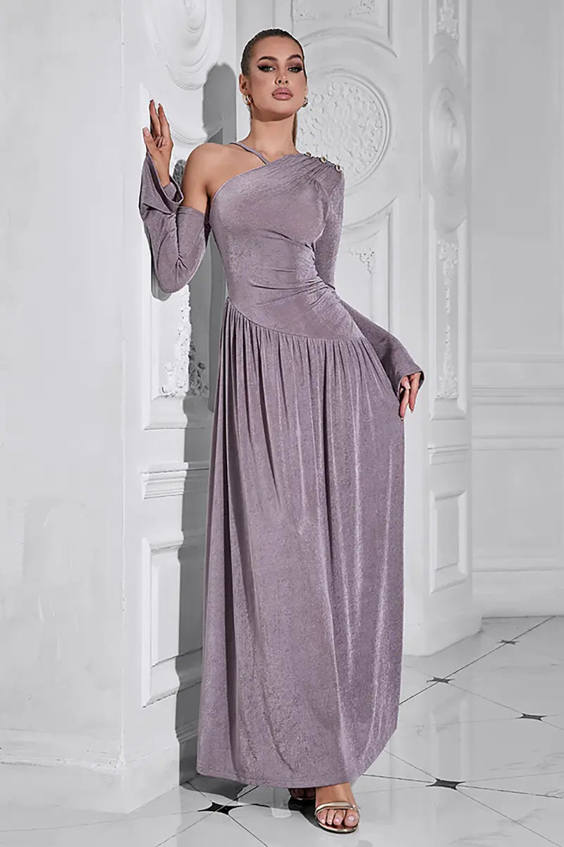 Asymmetric One-Shoulder A-Line Dress