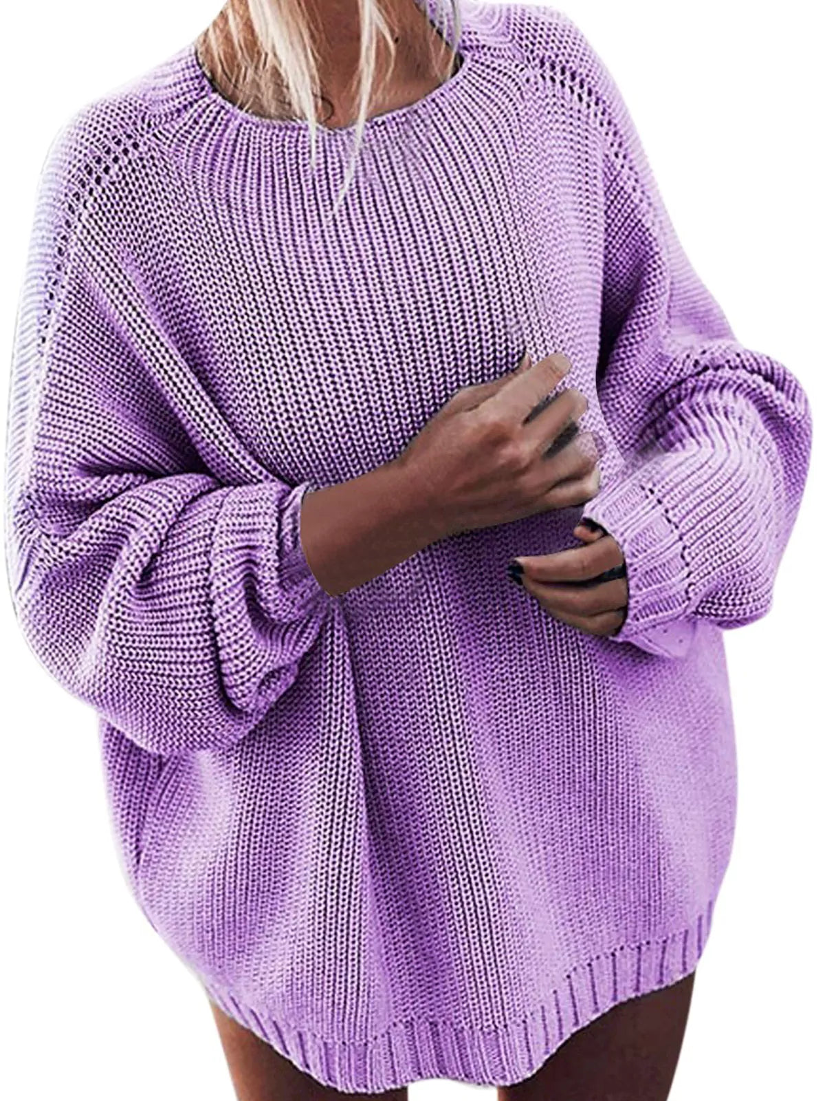 Oversized gebreide batwing trui & gerimpelde minirok set
