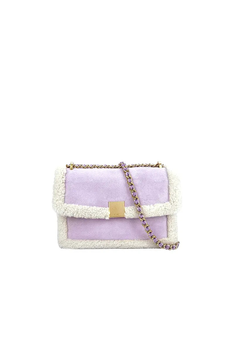 Vintage Shearling Leather Shoulder Crossbody Bag