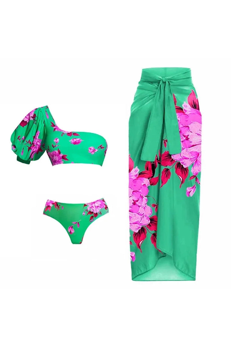 One-Shoulder Printed Bikini Set