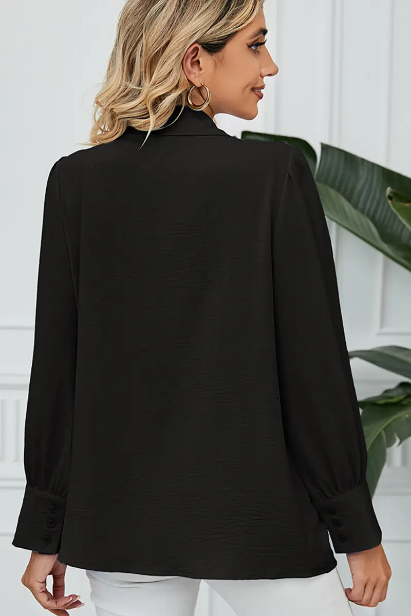Chiffon Loose-Fit Button-Up Shirt