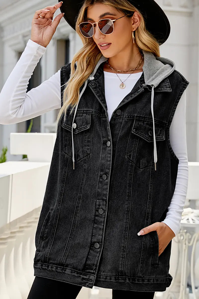 Classic Hooded Denim Vest