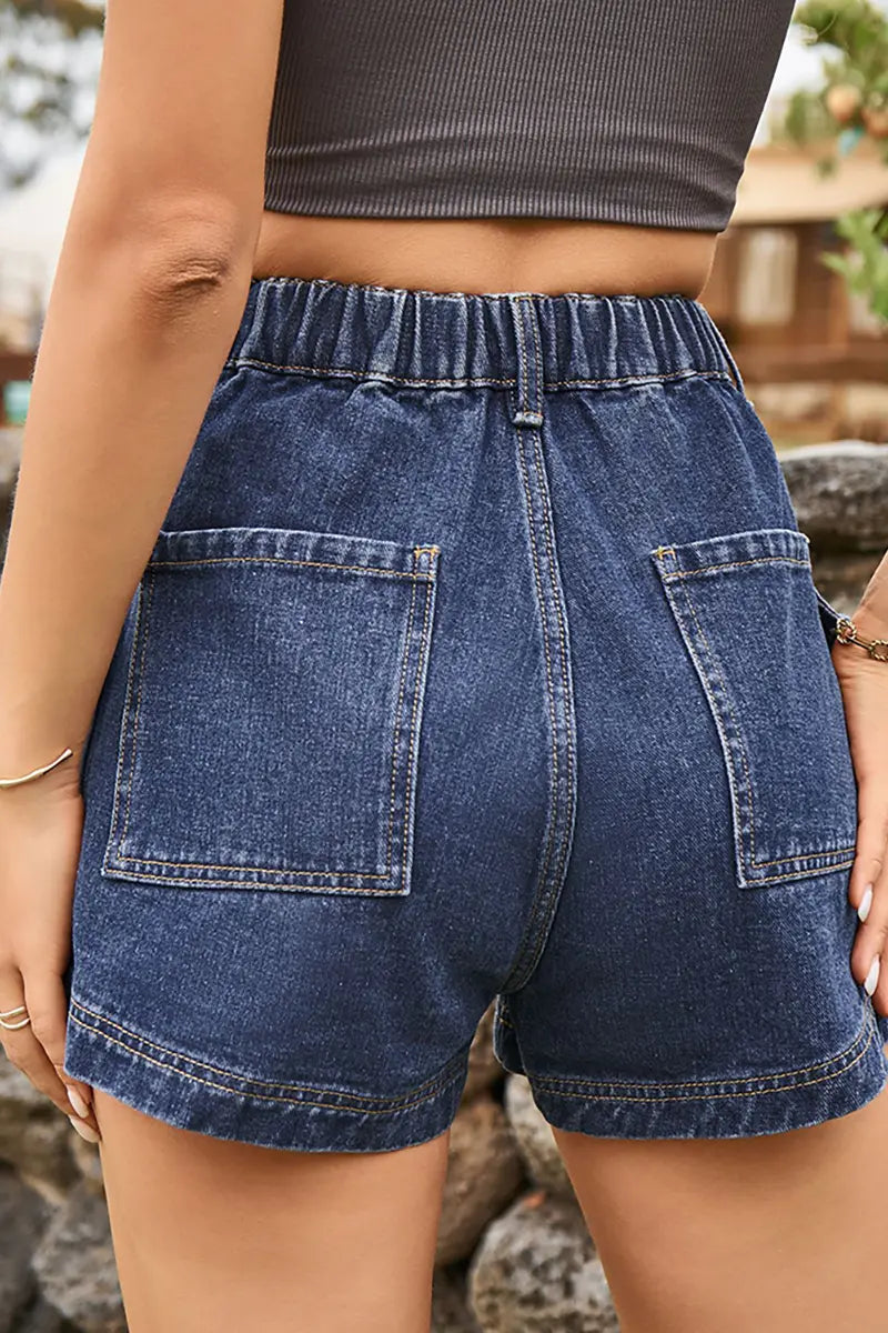 American-Style Denim Cargo Shorts