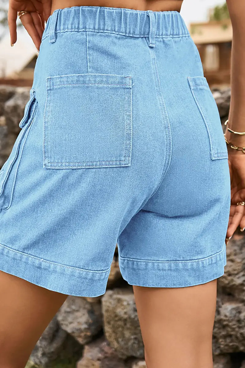 American-Style Cargo Denim Shorts