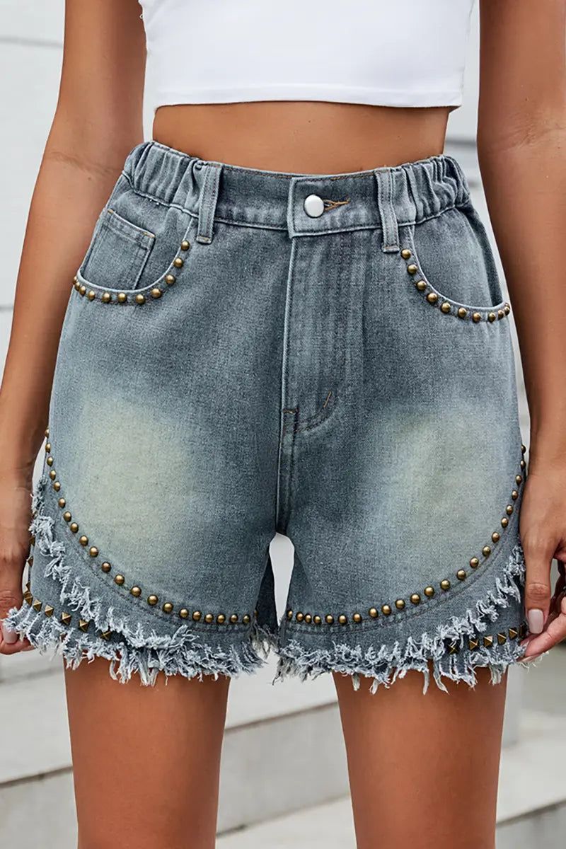 Zomerse casual spijkershorts met studs