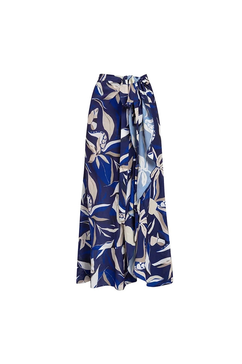 Off-shoulder monokini met striklint, print en uitsnijding