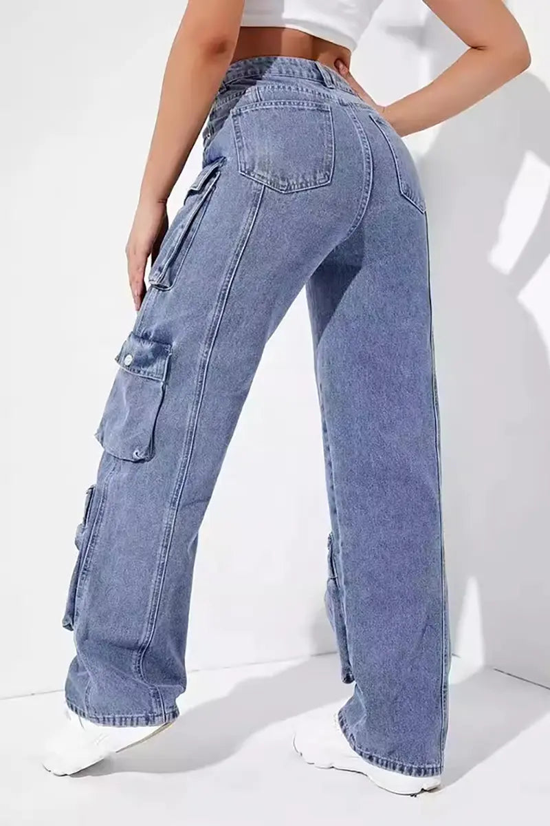 Multi-zak denim cargobroek