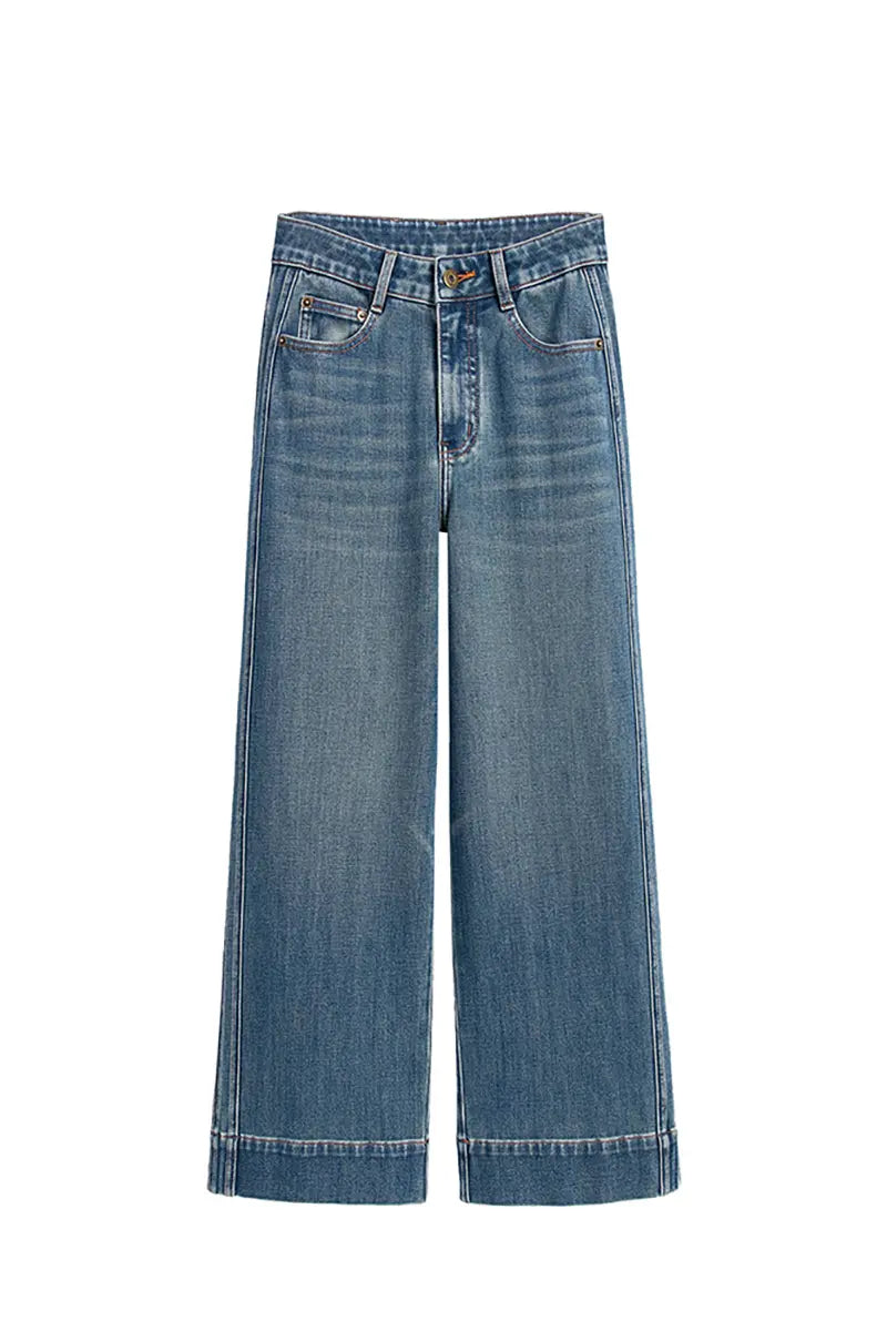 Kleine Hoge Taille Wijde Pijpen Jeans