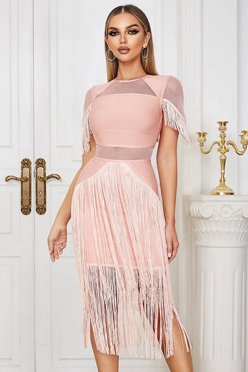 Mesh Franjes Bandage Jurk