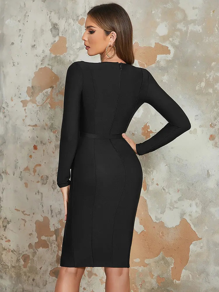Sexy V-hals jurk met voorzijde split