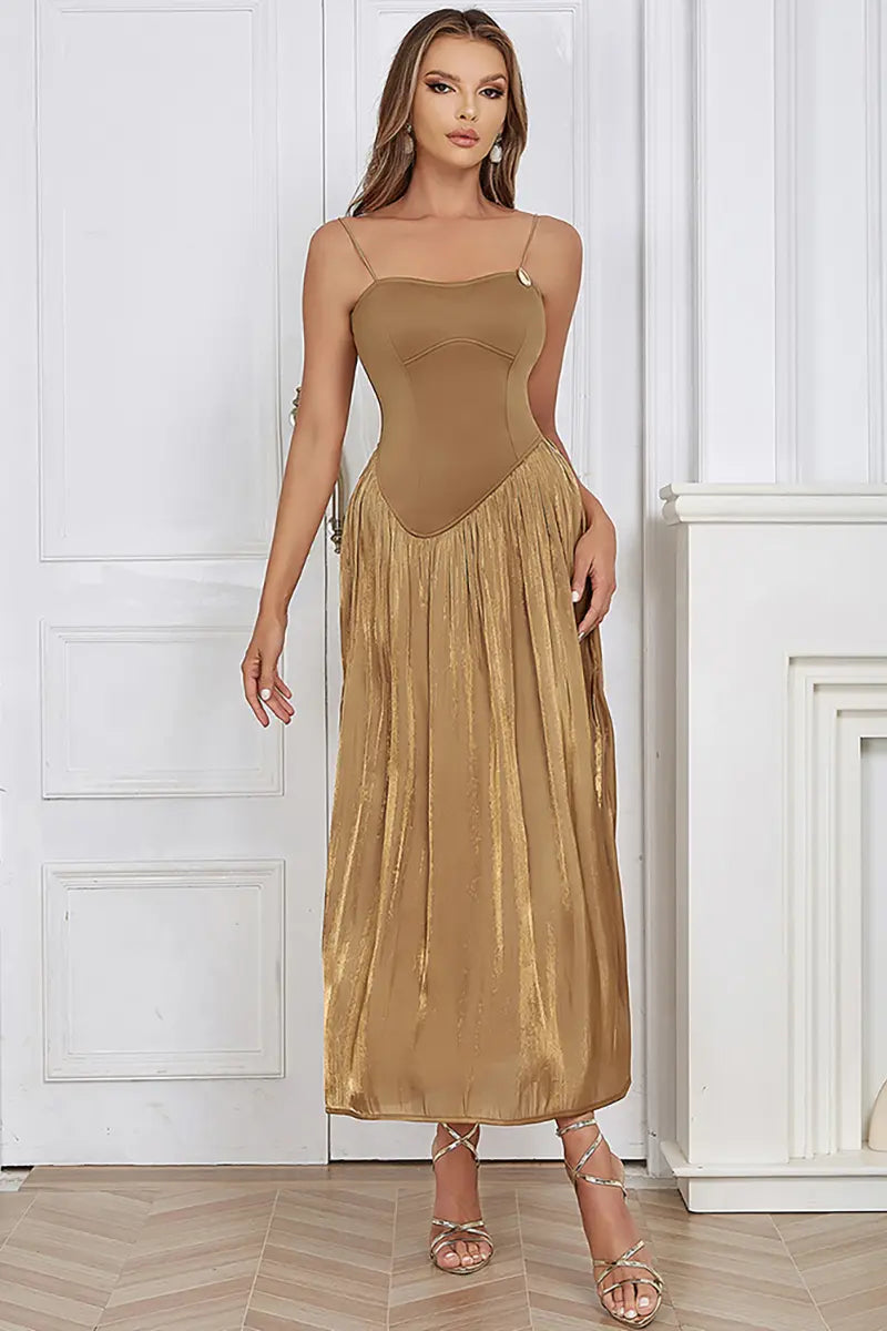 Mouwloze geplooide maxi-jurk