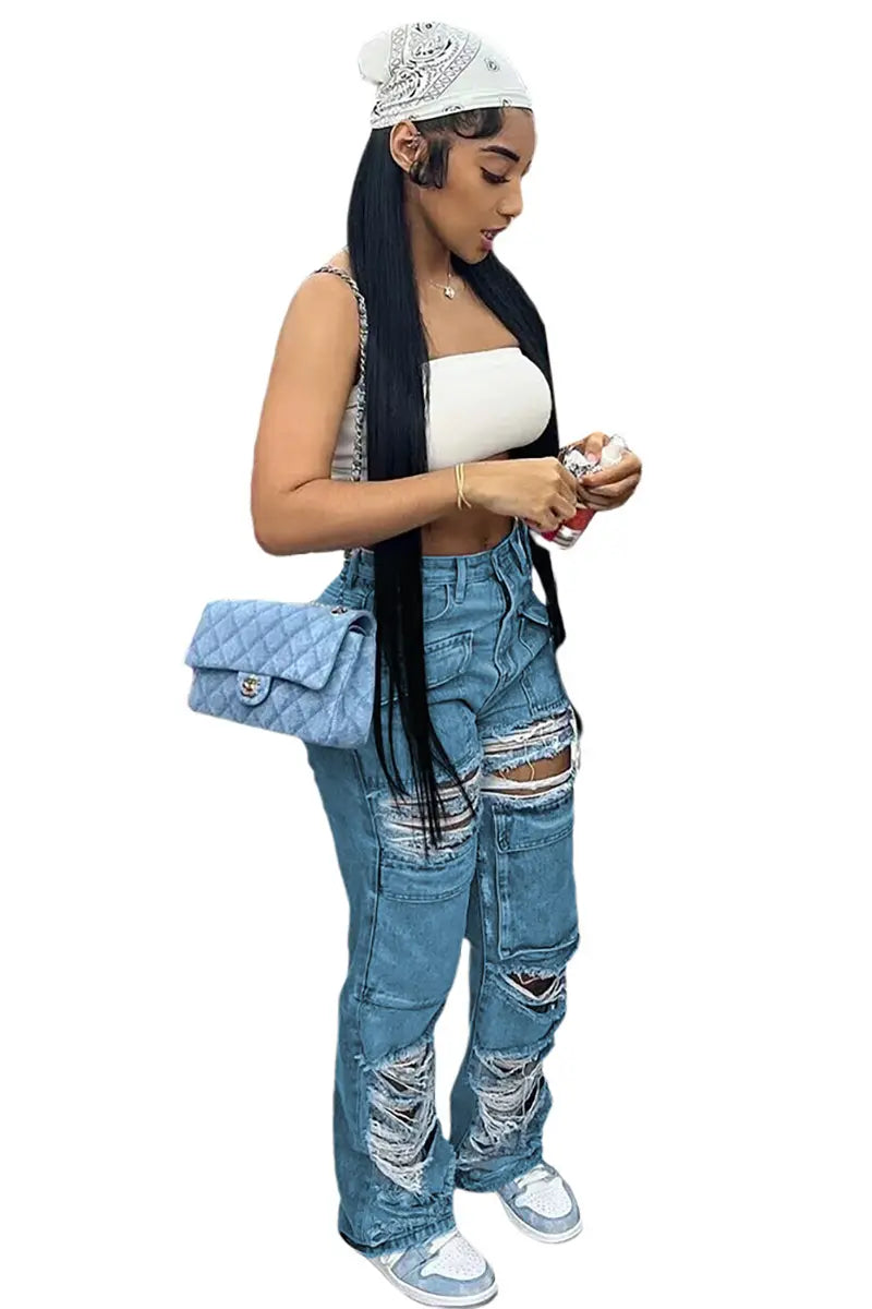 Gescheurde Casual Denim Broek