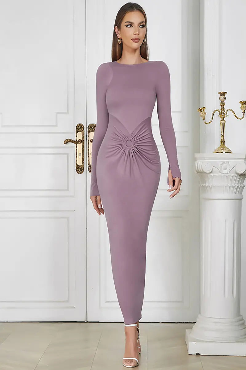 Sexy chique ronde hals jurk met ruches